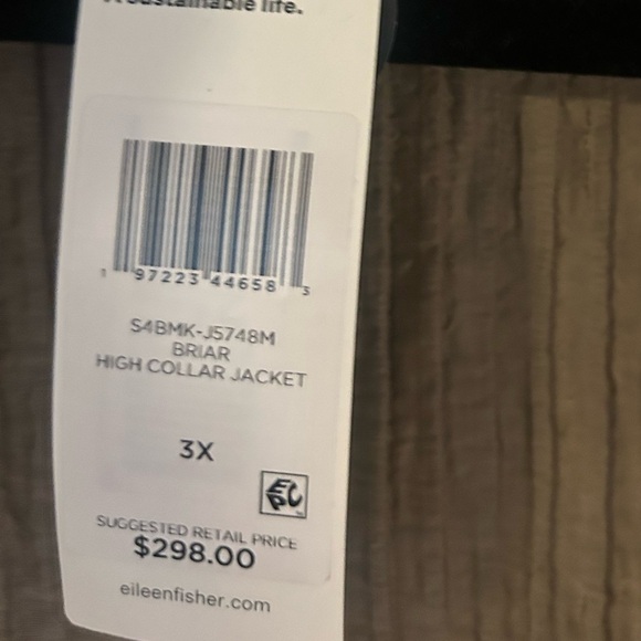 NWT Eileen Fisher Crinkled Tencel Shawl High Collar Jacket • 3XL • Briar - Picture 6 of 6